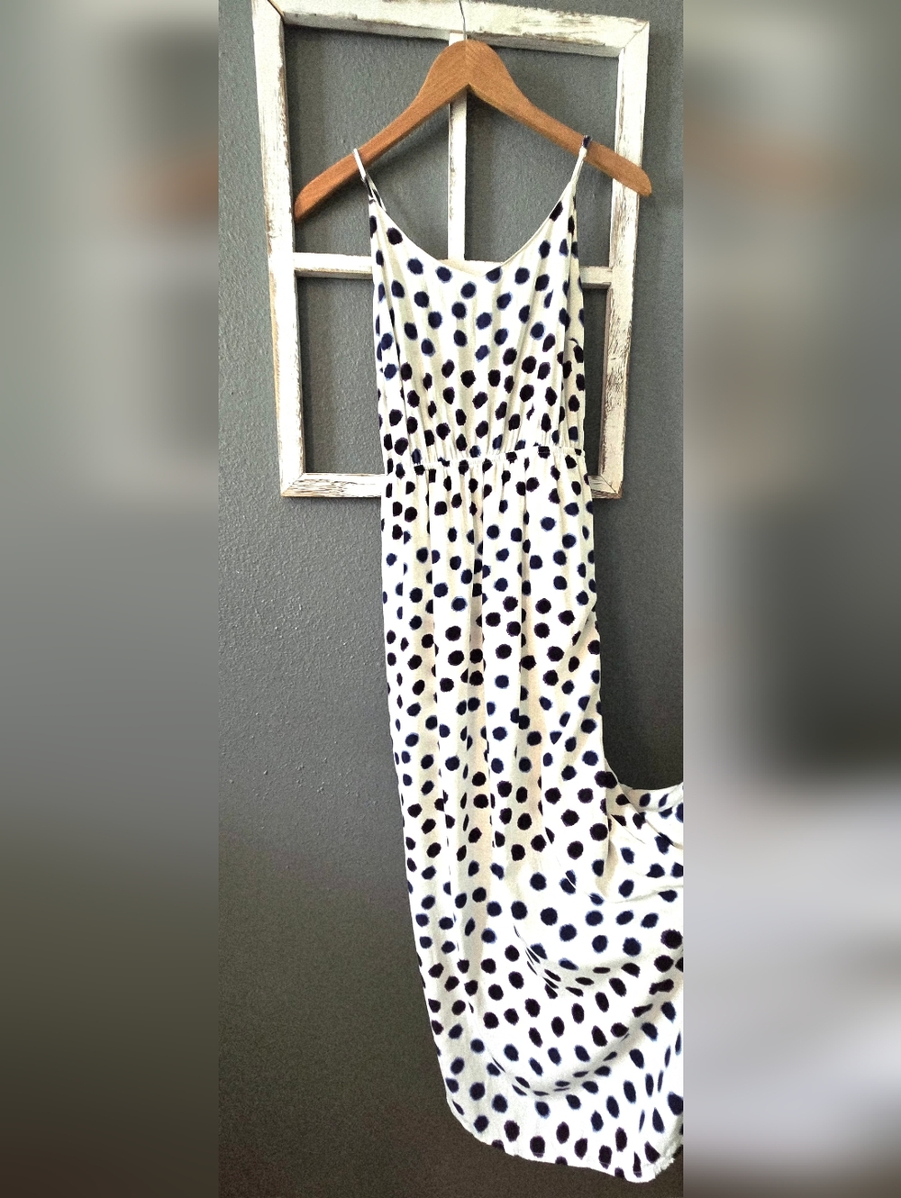 Old Navy Purple, Navy & White Ikat Polka Dot High-Low Maxi Dress - Small - Picture 5 of 9